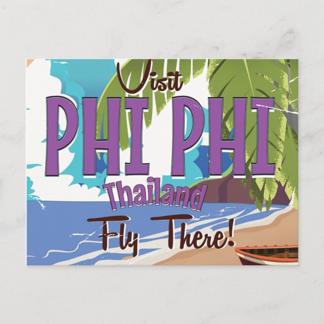 Phi Phi thailand vintage travel poster Postcard (Front)