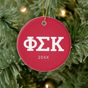 Phi Sigma Kappa Letters Ceramic Tree Decoration
