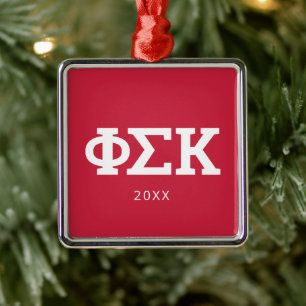 Phi Sigma Kappa Letters Metal Tree Decoration