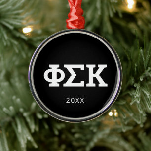Phi Sigma Kappa Letters Metal Tree Decoration