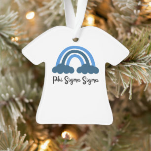 Phi Sigma Sigma Blue Monochrome Rainbow Ornament