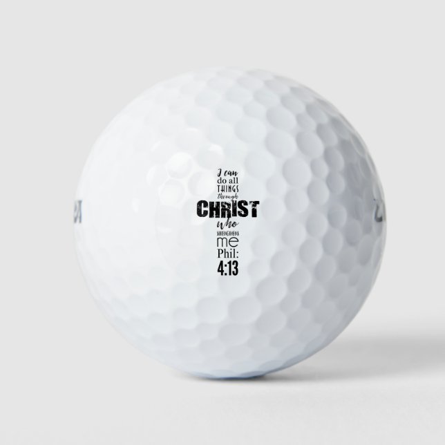 Phil 4:13 cross bk golf balls (Front)