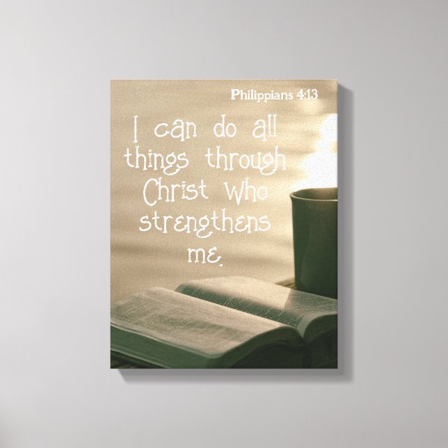 Phil 4: 13 | Motivational bible Quotes Verse Canvas Print (Front)