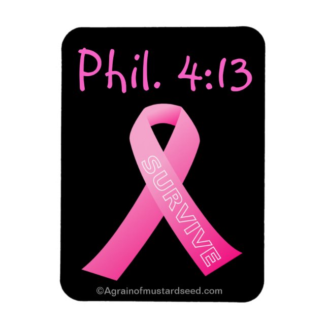 Phil 4:13 Survive Pink Ribbon Magnet (Vertical)