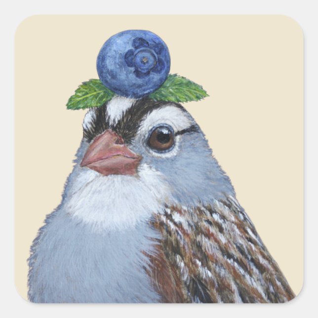 Phil the white crowned sparrow card square sticker (Front)