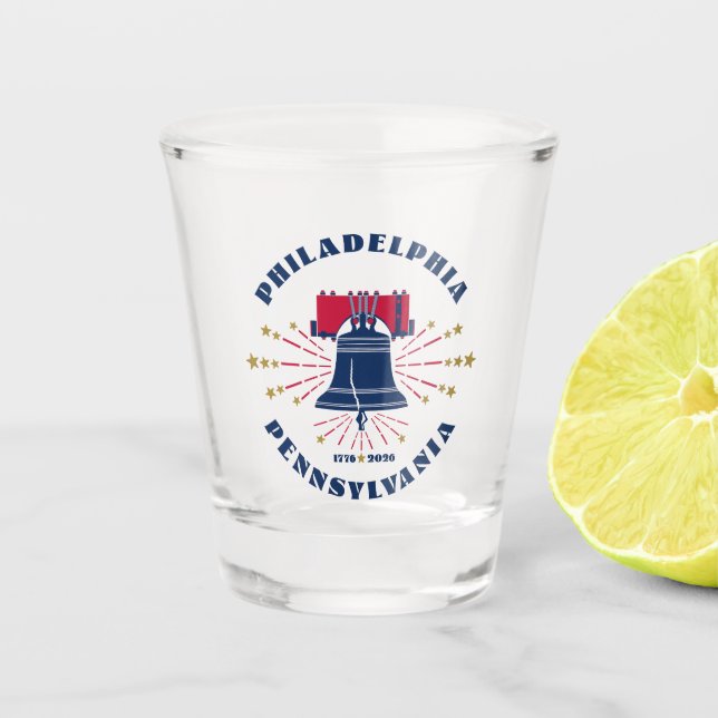 Philadelphia 1776 Liberty Bell Shot Glass (Front)