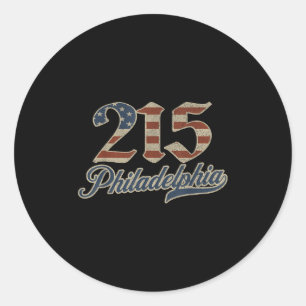 Philadelphia 215 Area Code Patriot Usa American Fl Classic Round Sticker