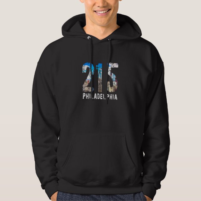 Philadelphia 215 Philly 215 Skyline Area Code Hoodie (Front)