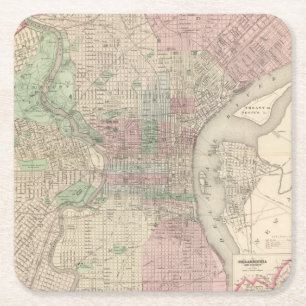 Philadelphia 3 square paper coaster