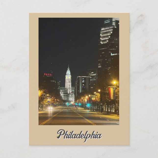 Philadelphia at Night Postcard (Front)