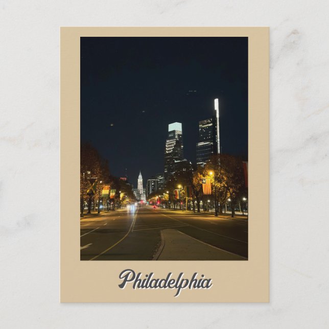 Philadelphia at Night Postcard (Front)