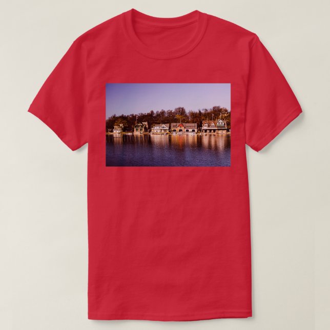 Philadelphia Boathouse Row Schuylkill River Rowing T-Shirt (Design Front)