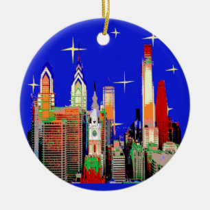Philadelphia Christmas, add text Ceramic Tree Decoration