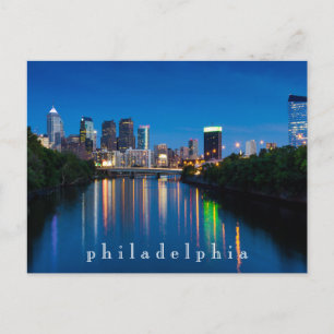 Philadelphia City at Night Souvenir Post Card