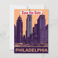 Philadelphia City Hall Purple Wedding Invitation