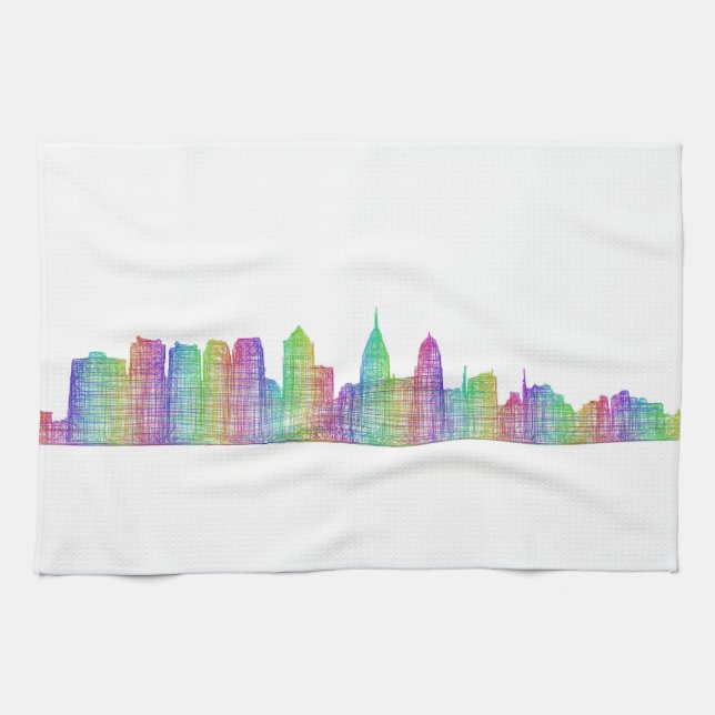 Philadelphia city skyline tea towel (Horizontal)