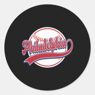 Philadelphia Cityscape Baseball Player Fans Classic Round Sticker