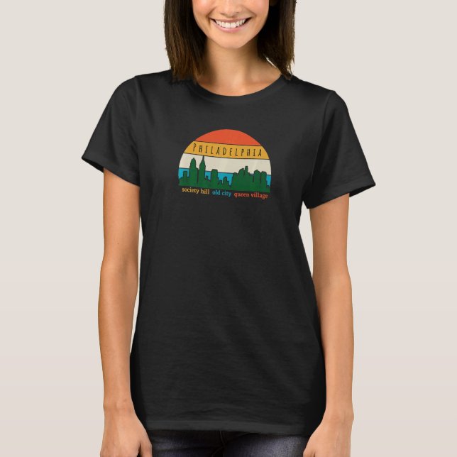 Philadelphia Cityscape Sunset Old City Philly Neig T-Shirt (Front)