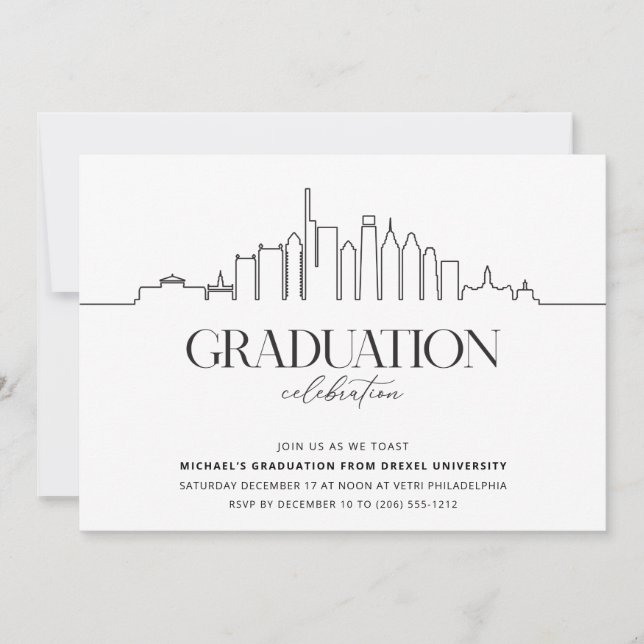 Philadelphia College Graduation Party Invitation (Front)