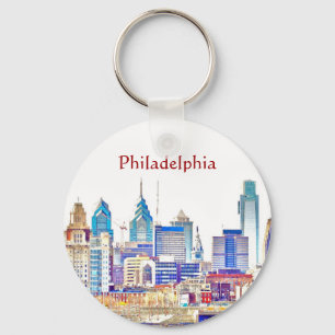 Philadelphia Colour Sketch Keychain