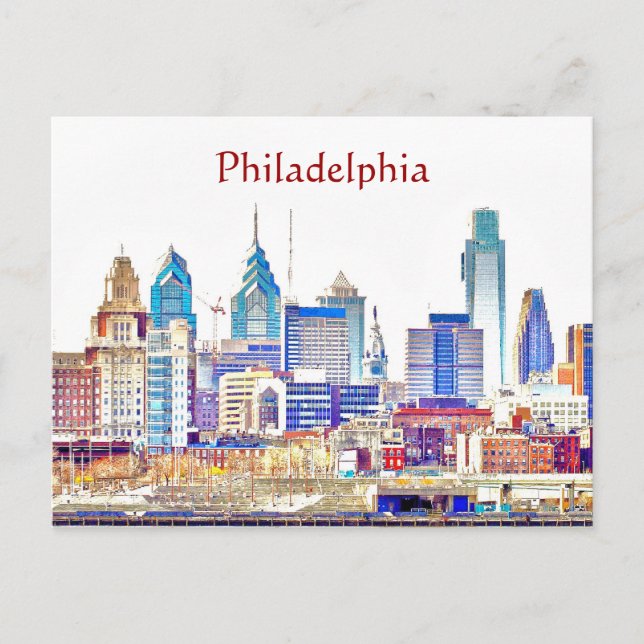 Philadelphia Colour Sketch Postcard (Front)