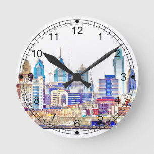 Philadelphia Colour Sketch Wall Clock
