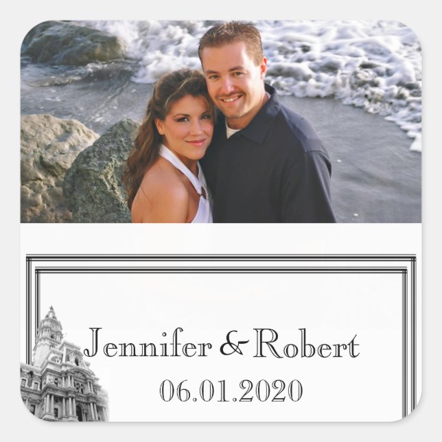 Philadelphia Destination Wedding Favour Sticker (Front)
