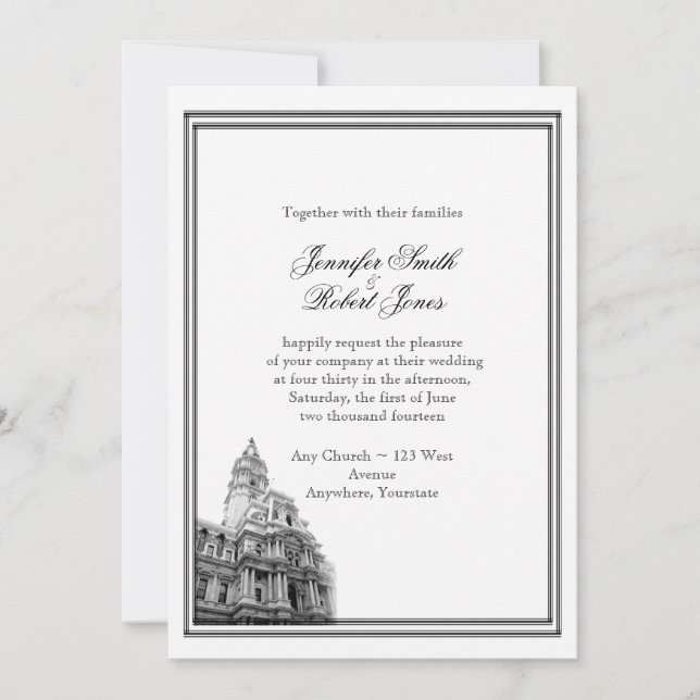 Philadelphia Destination Wedding Invitation (Front)