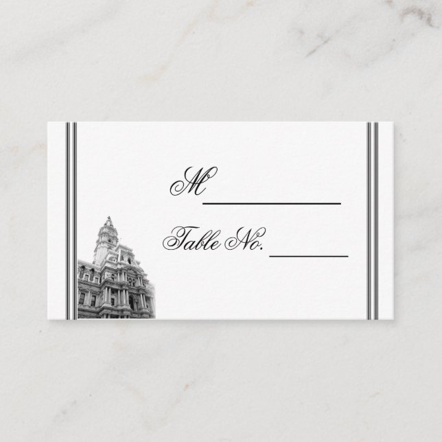 Philadelphia Destination Wedding Place Card (Front)