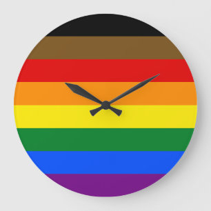 Philadelphia Eight Stripe Rainbow Pride Flag Large Clock