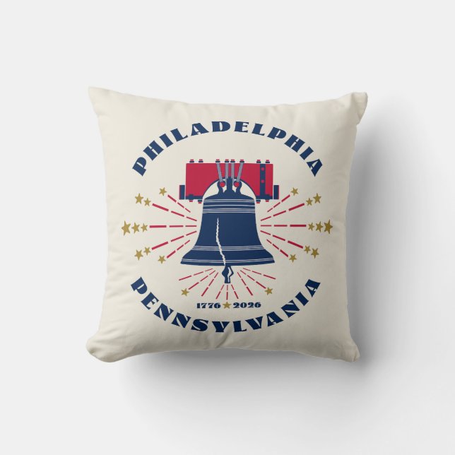 Philadelphia Liberty Bell Patriotic Throw Pillow (Front)