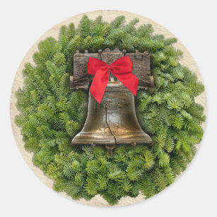 Philadelphia Liberty Bell Wreath on Parchment Classic Round Sticker