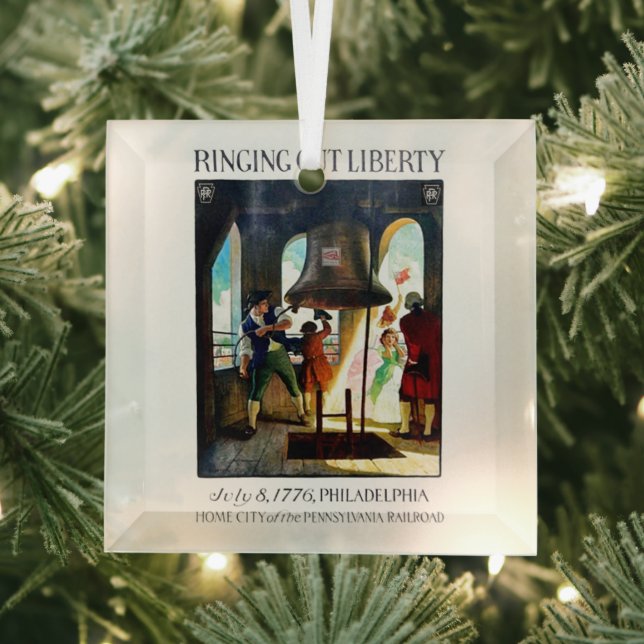 Philadelphia Liberty on The Pennsylvania Railroad  Glass Tree Decoration (Insitu)