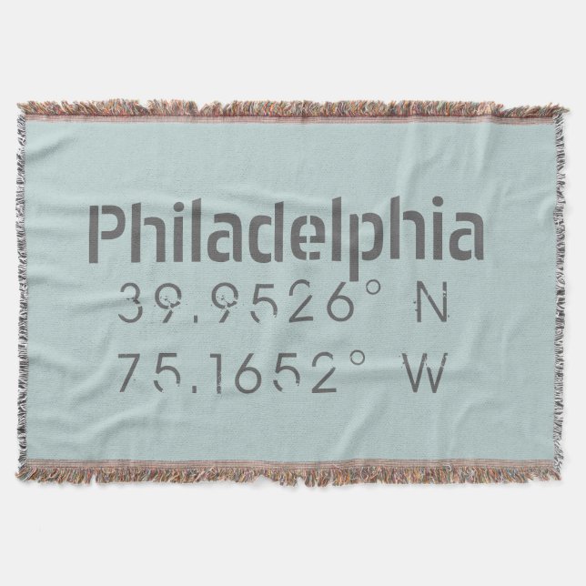 Philadelphia Longitude Latitude Throw Blanket (Front)