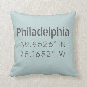 Philadelphia Longitude Latitude Throw Pillow