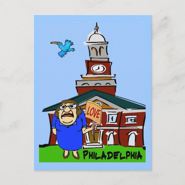 Philadelphia LOVE Cartoon Postcard (Front)