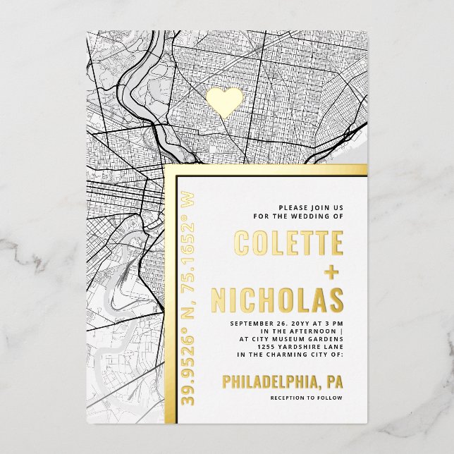 Philadelphia Love Locator | City Themed Wedding (Front)