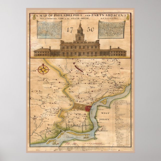 Philadelphia Map 1750 replica Poster (Front)
