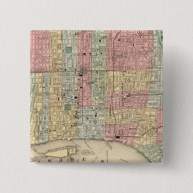 Philadelphia Map by Mitchell 15 Cm Square Badge (Front)