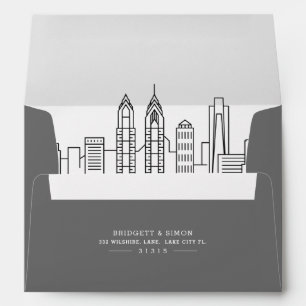Philadelphia Modern Deco   Skyline Reveal Envelope