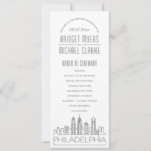 Philadelphia   Modern Deco Wedding Program Invitation