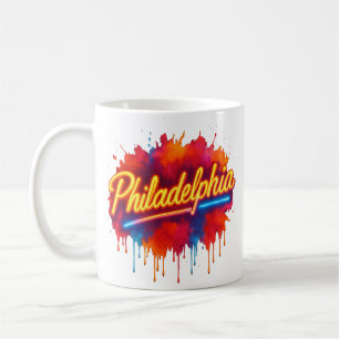 Philadelphia Neon Street Art – Bold Colourful Coffee Mug