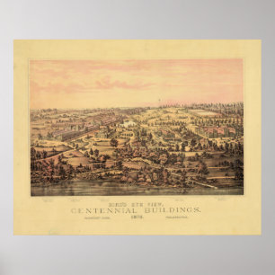 Philadelphia PA 1876 Centennial Bldgs Fairmount Pk Poster