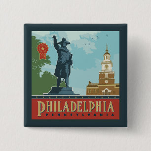 Philadelphia, PA Independence Hall 15 Cm Square Badge