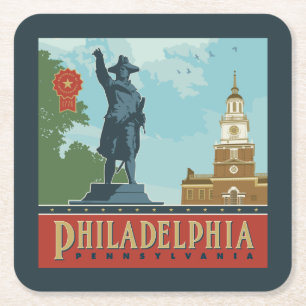 Philadelphia, PA   Independence Hall Square Paper Coaster