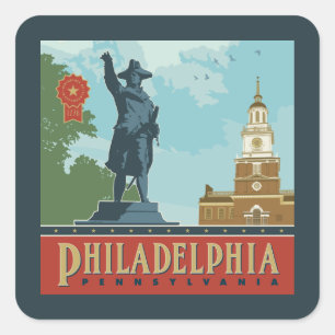 Philadelphia, PA   Independence Hall Square Sticker