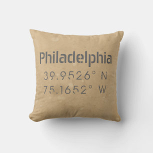 Philadelphia PA Longitude Latitude Cushion