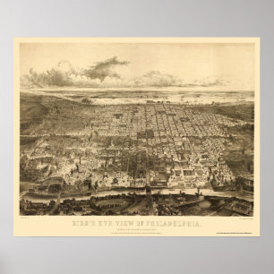 Philadelphia, PA Panoramic Map - 1857 Poster