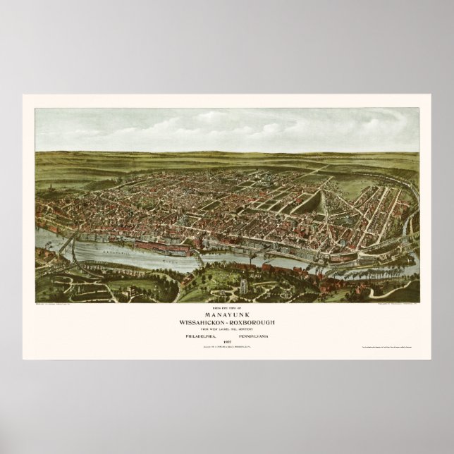 Philadelphia, PA Panoramic Map - 1907 Poster (Front)