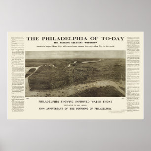 Philadelphia, PA Panoramic Map - 1908 Poster